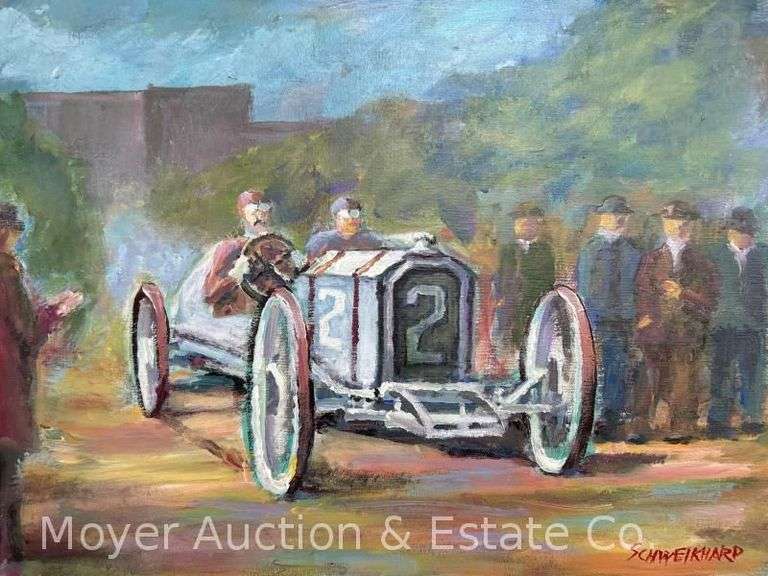 John Schweikhard Painting "1901", on Canvas, signed, unframed, overall 16" x 20" image