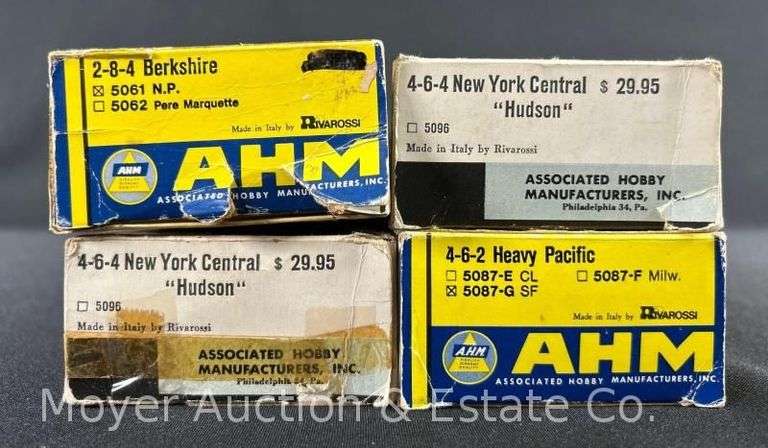 (4) AHM HO Scale Steam Locomotives and Tenders, with Boxes