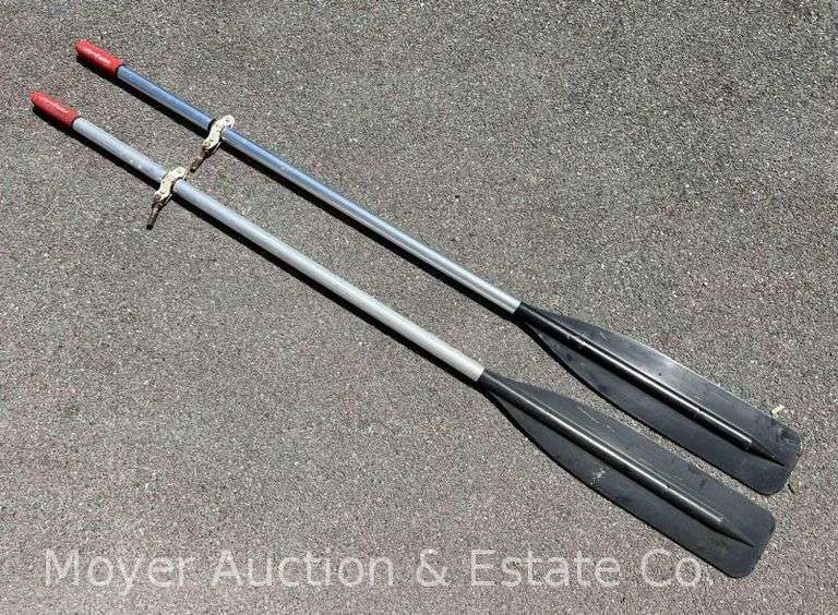 Pair of Caviness Boat Oars, Aluminum with Plastic Ends, 72" Long