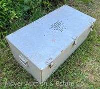 Metal Military Crate, Hinged Locking Lid, 30”x16”x12”h