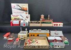 Group of Asst. Plasticville Buildings and HO Scale Crane Car