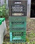 (7) Plastic and Metal Milk Crates with Plastic ToyMate Box, 34”x19”x19”