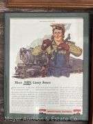 Group of Prints on Metal, Framed Railroad Puzzles, Etc., 14"x11" - 21"x29"