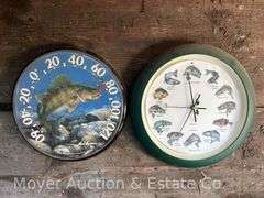 Fish Clock and Thermometer 12”-13”w