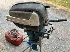 1957 Evinrude 'Fastwin 18' Outboard Motor, Turns Over, with Metal Gas Tank, Serial #15020-17266