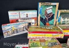Group of Plasticville Scale Buildings in Original Boxes