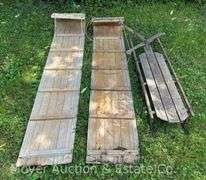 (2) Wood Toboggans with Runner Sled, 48” and 72” Long