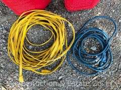 (2) 2gal. Blitz Red Poly Cans with Yellow Extension Cord
