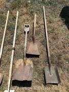 Group of Long Handled Tools Incl. Shovels, Post Hole Digger, Etc.