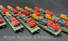 (15) Mantua HO Scale Flat Cars, with Tractors