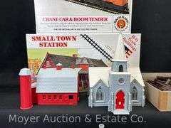 Group of Asst. Plasticville Buildings and HO Scale Crane Car