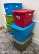 (7) Asst. Plastic Storage Totes with Lids