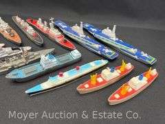 Group of Battleships and Aircraft Carriers, Die Cast and Plastic, Matchbox, Tootsie Toy, Etc., 2.5"-9"w