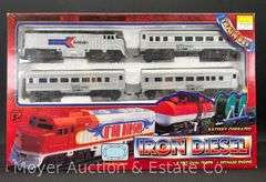 Wood Jigsaw Puzzle, Operation Desert Storm Trading Cards, and Iron Diesel Train Set
