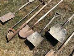 Group of Long Handled Tools Incl. Shovels, Post Hole Digger, Etc.