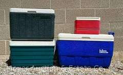 4 Picnic Coolers: Igloo 48, Igloo 'Picnic Basket', Igloo Polar 6, and Coleman Polylite 28 #5277