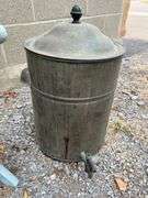 Blue Wooden Folding Chair and Vintage Metal Clam Steamer