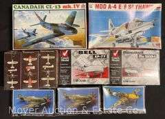 (10) Asst. Plane Plastic Model Kits, 8 Sealed in Plastic, 1/48 Scale
