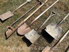 Group of Long Handled Tools Incl. Shovels, Post Hole Digger, Etc.