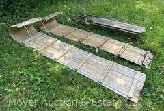 (2) Wood Toboggans with Runner Sled, 48” and 72” Long