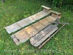 (2) Wood Toboggans with Runner Sled, 48” and 72” Long