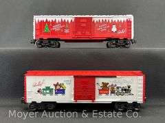 Lionel 1993 and 1994 Christmas Boxcars, No. 19921 and 19928, with Original Boxes