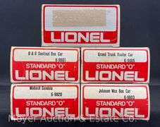 (5) Lionel Freight Cars and Rio Grande "B" Unit, with Original Boxes