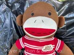 Large Plush Sock Monkey, 36"h