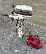 1988 Johnson 4.0hp 2 Stroke Outboard Motor, with 3gal. Plastic Gas Tank, Model #J4RCCS, Turns Over