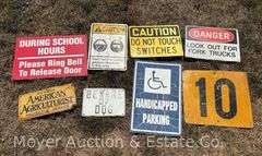 Group of Asst. Signs, Most Metal, 7"x10" - 18"x12"