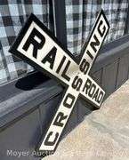 Original Cast Iron "Railroad Crossing" Sign, Good Condition, Repainted, HEAVY