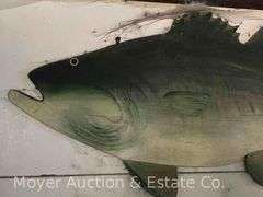 Hand-painted Wood Fish Sign, 48”w