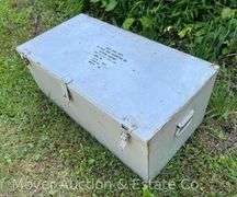 Metal Military Crate, Hinged Locking Lid, 30”x16”x12”h