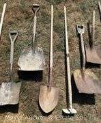 Group of Long Handled Tools Incl. Shovels, Post Hole Digger, Etc.