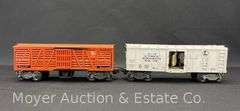 Lionel No. 3472 Operating Milk Car and No. 3656 Operating Cattle Car