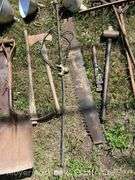 Group of Antique Long Handled Tools, Axe, Saws, Etc.