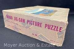 Wood Jigsaw Puzzle, Operation Desert Storm Trading Cards, and Iron Diesel Train Set