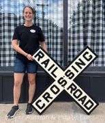 Original Cast Iron "Railroad Crossing" Sign, Good Condition, Repainted, HEAVY