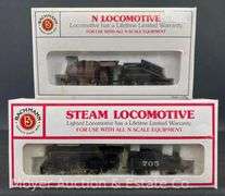 (2) Bachmann N Scale Steam Locomotives and Tenders, with Original Boxes