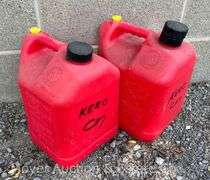 (2) 2gal. Blitz Red Poly Cans with Yellow Extension Cord