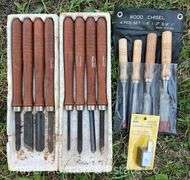 Group of Wood Chisels and Craftsman Lathe Turning Tools