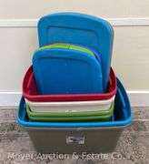 (7) Asst. Plastic Storage Totes with Lids