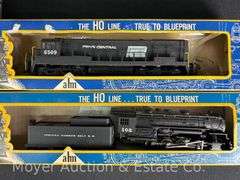 (2) AHM HO Scale Steam Locomotives and Tenders, with AHM HO Scale Diesel ABA Locomotives