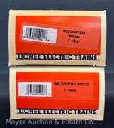 Lionel 1993 and 1994 Christmas Boxcars, No. 19921 and 19928, with Original Boxes