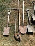 Group of Long Handled Tools Incl. Shovels, Post Hole Digger, Etc.