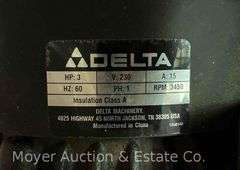 Delta DC-380 Thickness Planer, 3hp Motor, 14”w Feed, with Base and Roller Extensions