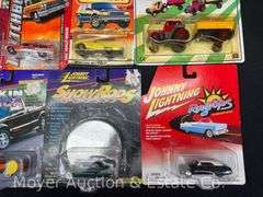 Group of Matchbox, Johnny Lightning and Other Model Cars, On Original Cards