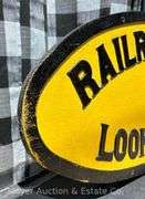 Original "STOP Railroad Crossing Look and Listen" Cast Iron Sign, Good Condition, Repainted, HEAVY