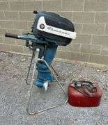 1957 Evinrude 'Fastwin 18' Outboard Motor, Turns Over, with Metal Gas Tank, Serial #15020-17266