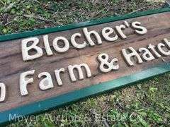 "Blocher’s Fish Farm and Hatchery" Sign, Double Sided, 52”x18”h